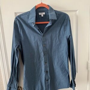 Express Men's Casual Denim Blue Button-Down Shirt